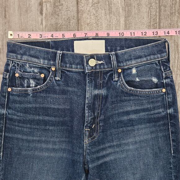 Mother “Insider Ankle Mile High” Jeans 27 Dark Wash Cropped Slim Kick Hem Urban - Picture 4 of 16